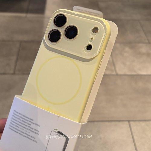 奶油黄色小众少女高级感磁吸液态硅胶适用苹果17promax手机壳iphone16新款15pro全包水晶镜头膜14软糯耐脏13
