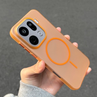 极简风细圈磁吸橙色一加15适用OPPOFindx9手机壳Findx9pro冰雾磨砂vivoX300pro透明iQOO15苹果17硬壳16promax