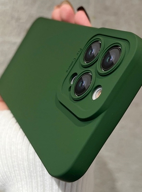 高级苍岭绿适用iphone14/15手机壳11pro苹果16/17pro复古12墨绿13mini纯色液态硅胶8plus全包镜头xr防摔7防尘