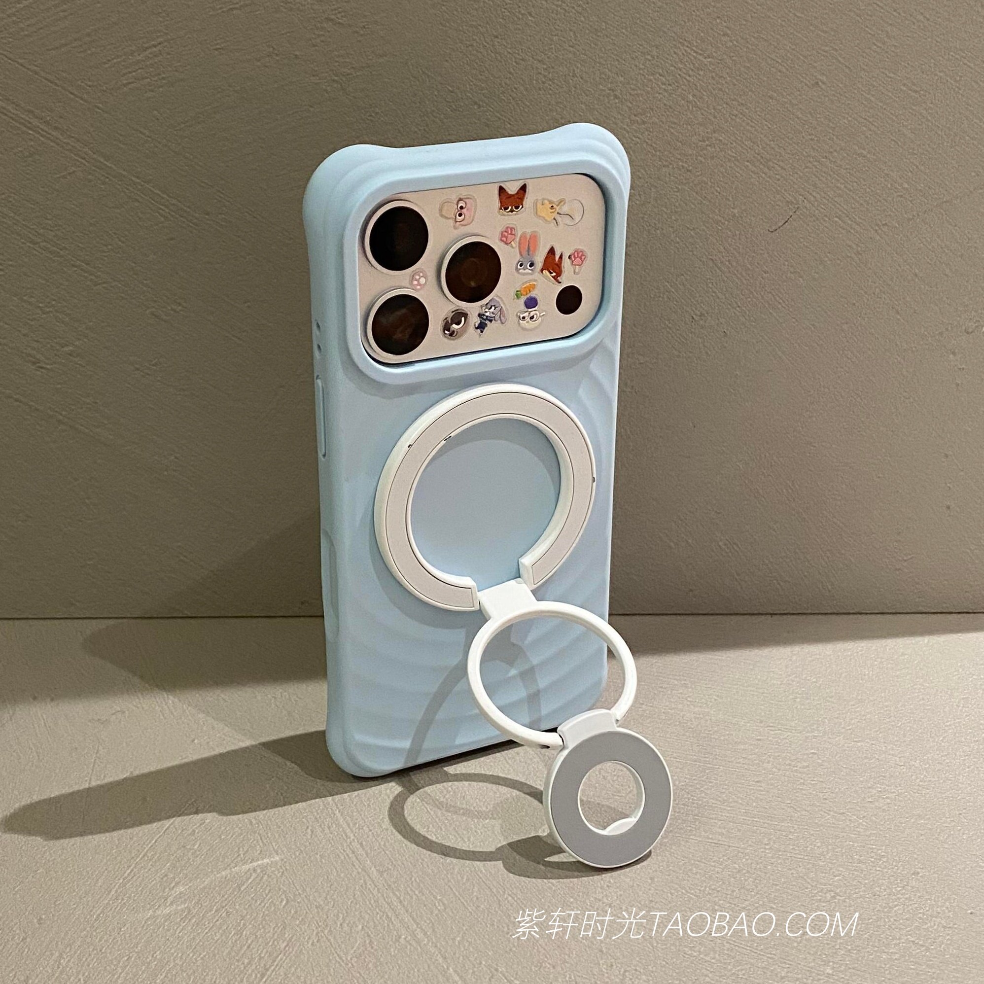 白色双面磁吸三折叠支架适用苹果17promax手机壳iPhone17磁吸充电16pro波漾15液态硅胶14奶蓝色13防摔不发黄