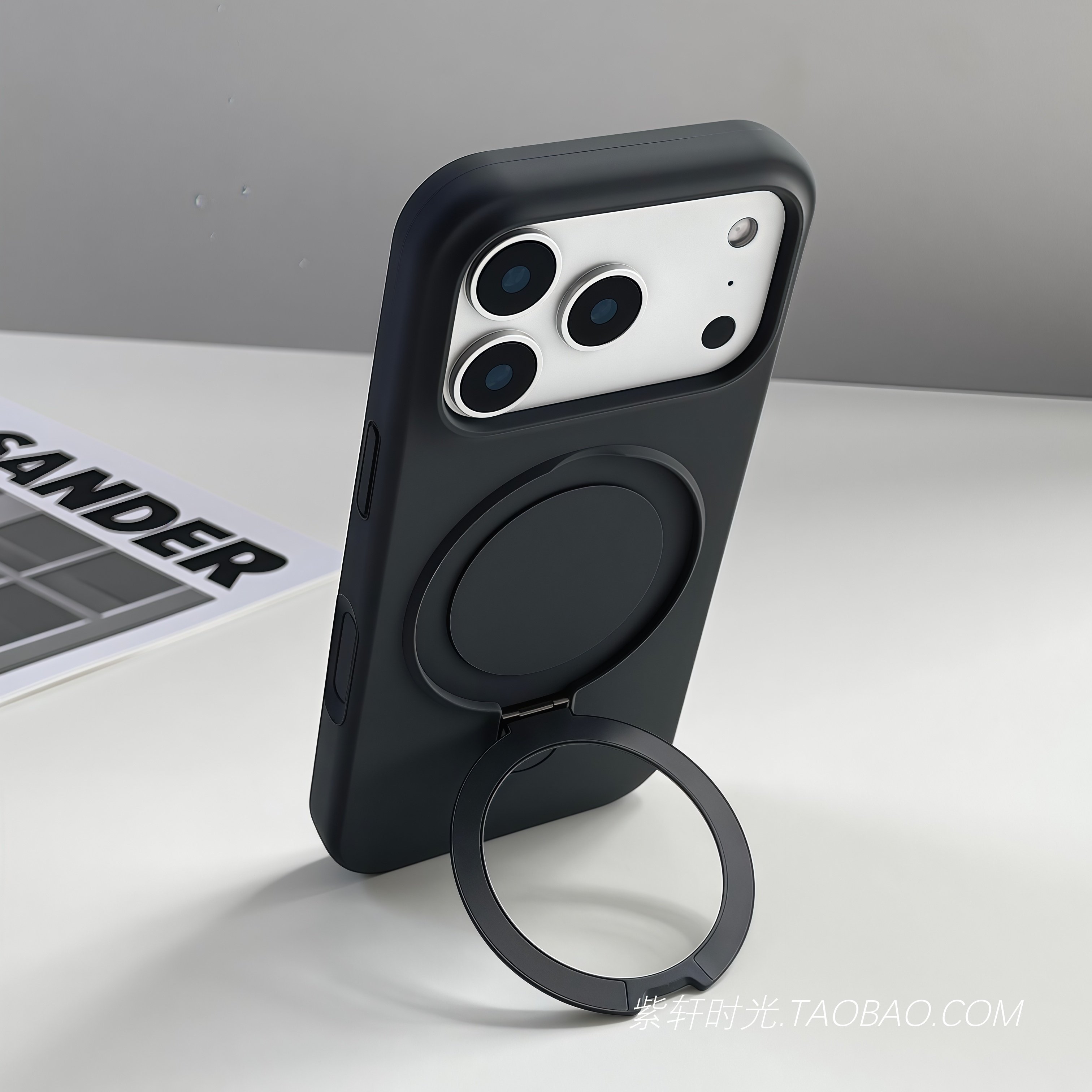 磁吸支架360度可旋转支点壳适用小米17promax手机壳15/14液态硅胶13大孔vivoX200s石墨黑Ultra苹果17炭灰色16