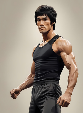 李小龙海报单幅电视肌肉男健身武术功夫房间宿舍墙贴画青年画AB款