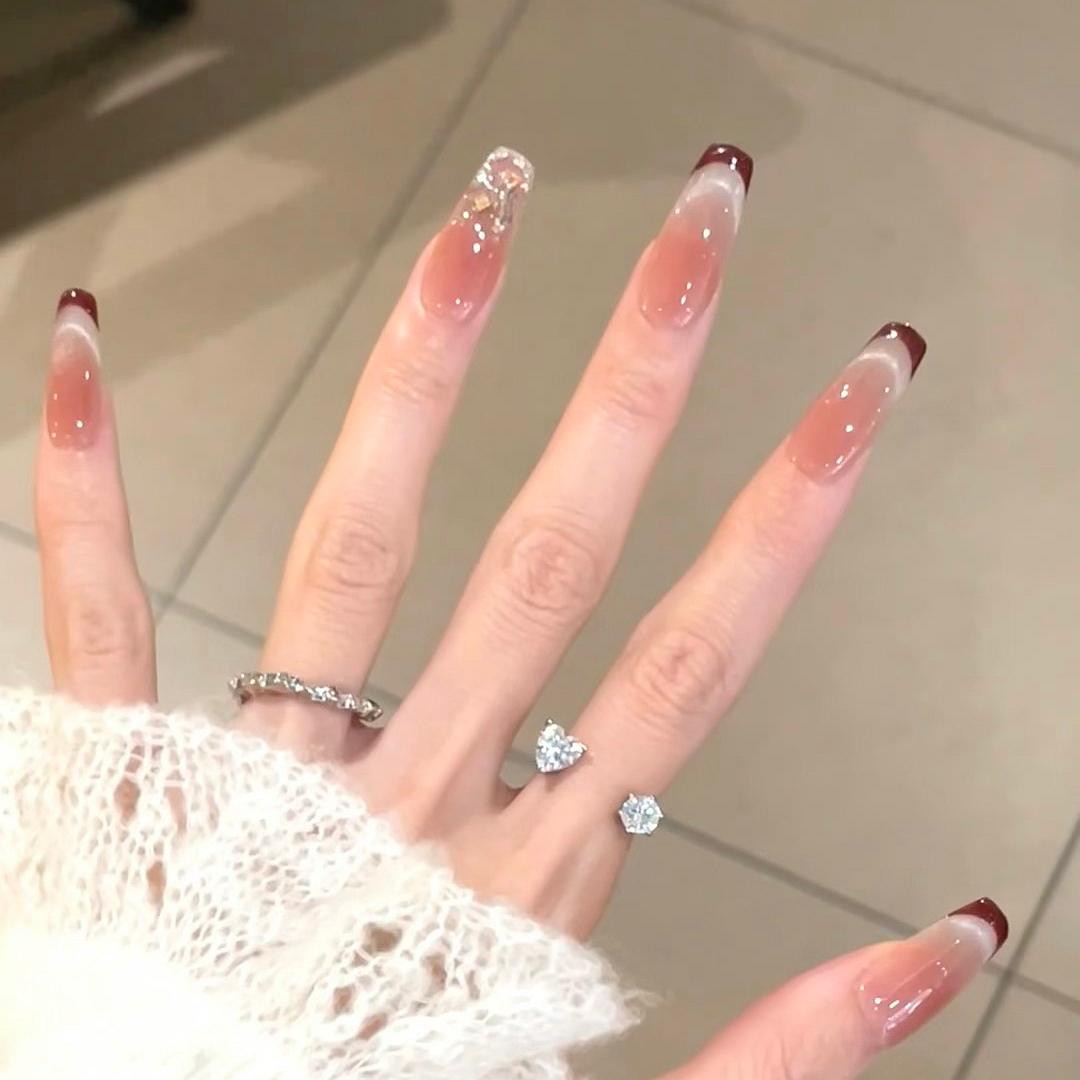 纯手工高级感美甲贴片琥珀短甲