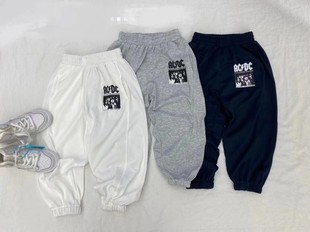 GG7韩国潮牌童装春夏季款新款棉卫裤韩版男女童薄款宽松休闲潮裤