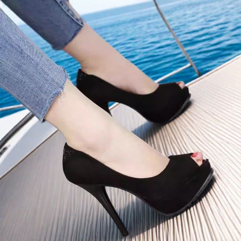 一代佳人鱼嘴高跟鞋细跟7307