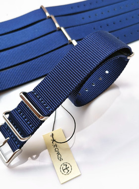 18mm20mm22mm24mm NATO 北约帆布尼龙表带 户外深蓝色 方形扣薄款