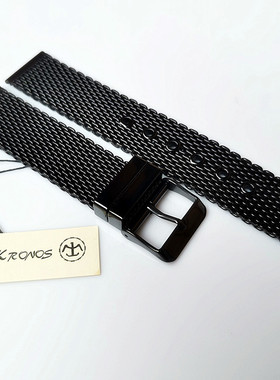 18mm20mm22mm真空电镀黑钢粗线网织表带 皮带扣款 适合NAVA手表