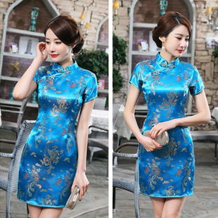 中式国风唐装龙凤旗袍大红工服表演出服大码喜庆结婚礼服宴会新娘