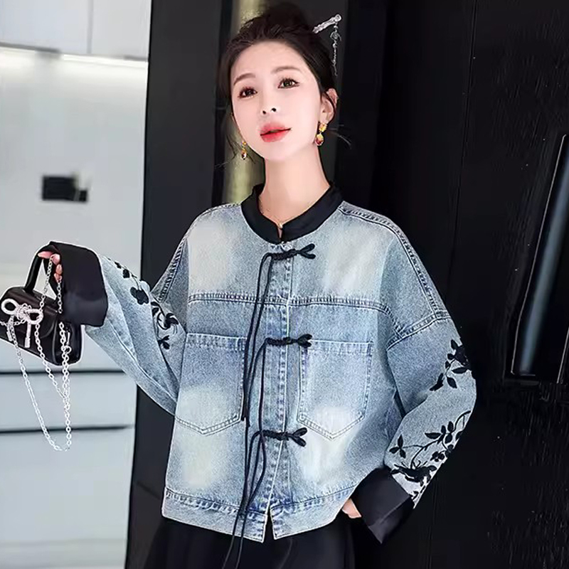 新中式国风牛仔外套上衣夹克外搭