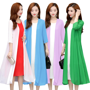 2023夏新款女雪纺衫外披肩纱衣冰丝薄外套外搭披风防晒衣开衫外衣