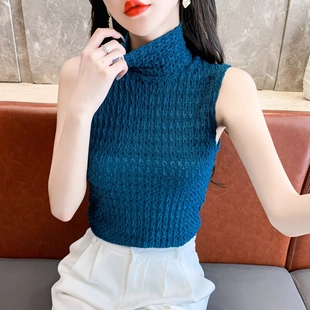 气质高端蕾丝衫打底衫女春秋冬内搭网纱无袖背心缕空仙女洋气小衫