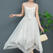 婚纱吊带裙背心裙纯白色大摆连衣裙子女装 中长内衬裙内搭打底裙