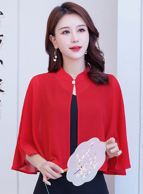 芙黛怡21202款复古雪纺外搭小斗篷