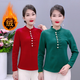 秋冬加厚加绒打底衫 妈妈装 中老年半高领保暖衣时尚 长袖 修身 5078款