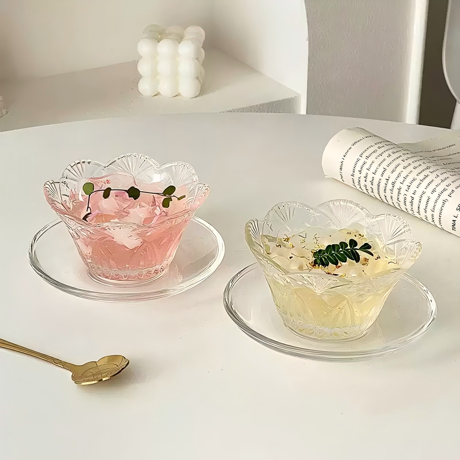 ins风花瓣浮雕甜品碗酸奶