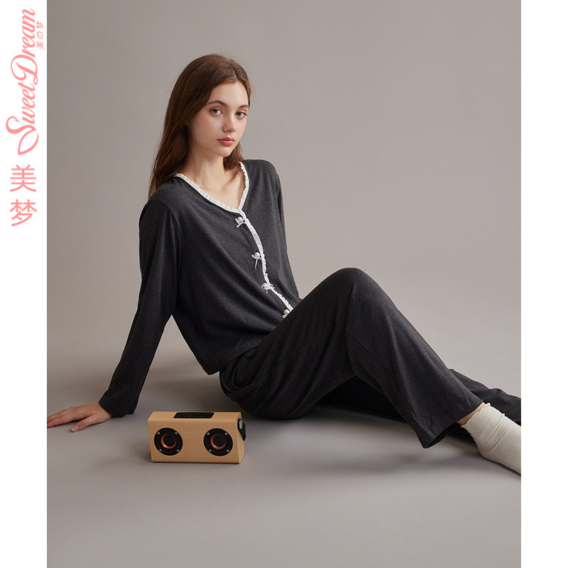 美梦【商场同款】带胸垫秋季吊带开衫三件套长袖针织长裤居家套装,女士内衣/男士内衣/家居服,睡衣/家居服套装,淘宝优惠券,粉丝福利购,淘宝优惠卷