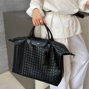 新款时尚通勤大包编织手拎大容量龙骧包高级感斜挎包软皮简约女包