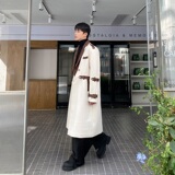 冬季复古高级感加厚毛呢大衣个性棕色皮领美拉德长款风衣197P225，男装毛呢大衣，星座901-1（原C217）