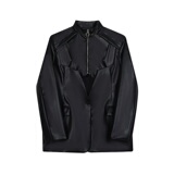 春季薄款皮衣男立领拼接潮流男皮衣外套时髦个性痞帅西服121P155，男装皮衣，星座901-1（原C217）
