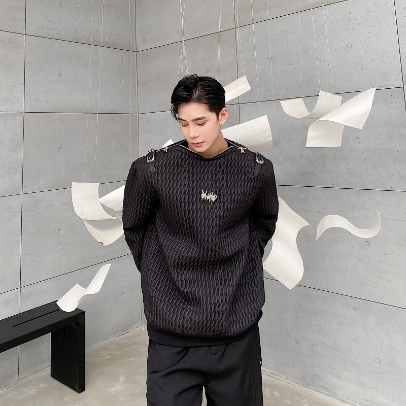 冬季立体绗缝棉领口拉链设计加厚套头男棉衣个性金属皮袢132P145，男装棉衣，星座901-1（原C217）