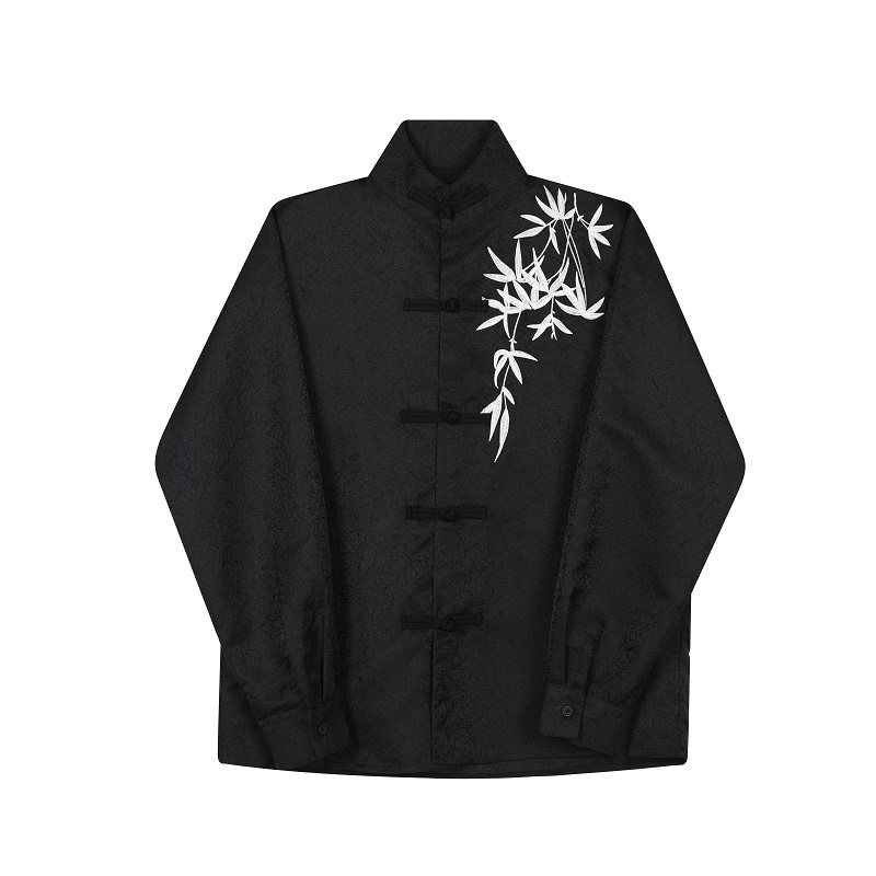 秋季改良中式提花立领盘扣长袖男女衬衣复古刺绣风衬衫166P85,男装衬衫,星座901-1（原C217）