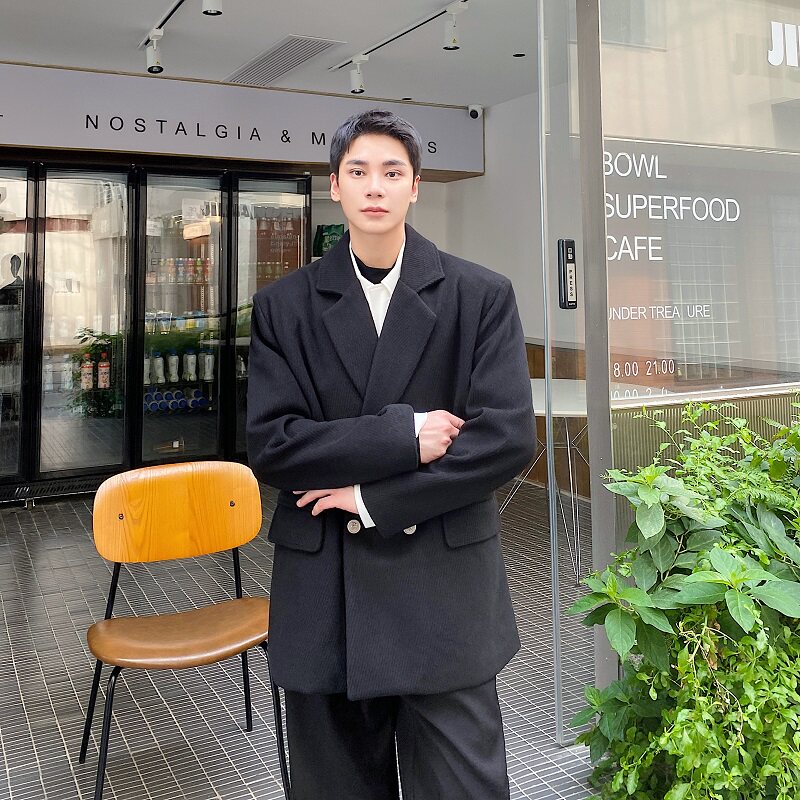 秋冬加厚斜纹毛呢风衣外套韩版翻领呢子西装雅痞阔型上衣181P155,男装毛呢大衣,星座901-1（原C217）
