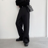 春季定制气质深灰色直筒男长裤潮流雅痞简约时髦阔腿西裤113P75，男装西裤，星座901-1（原C217）