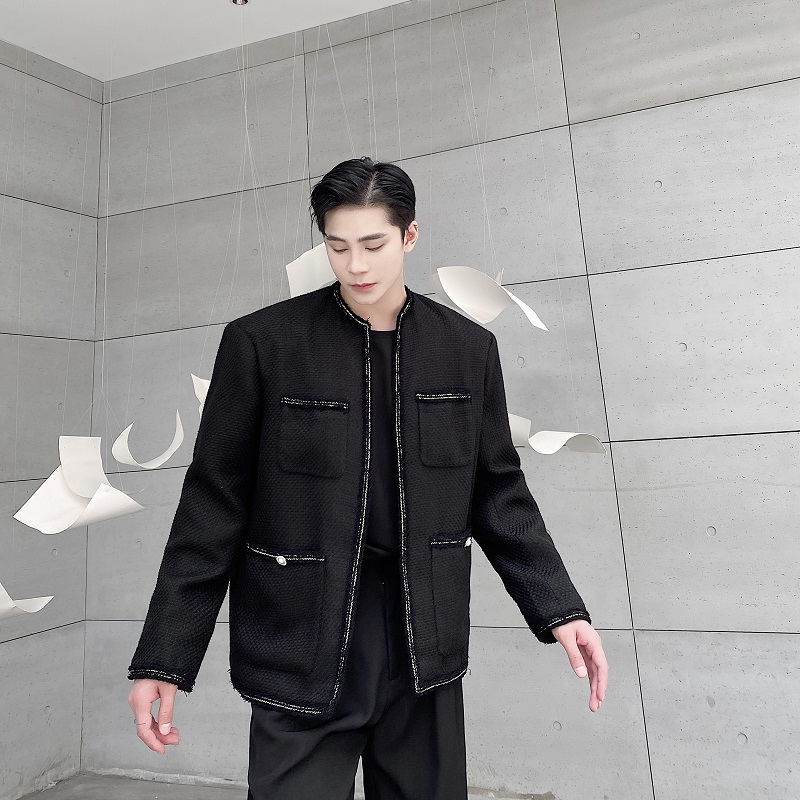 春季加厚编制小香风圆领气质男夹克外套潮流韩版复古上衣117P135，男装夹克，星座901-1（原C217）