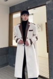 冬季复古高级感加厚毛呢大衣个性棕色皮领美拉德长款风衣197P225，男装毛呢大衣，星座901-1（原C217）