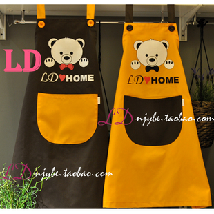 LD品牌成人款系带男女围裙外贸韩版油画咖啡厅情侣礼品店服包邮