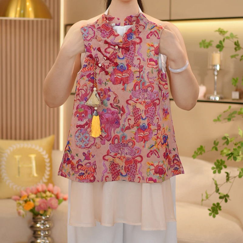 女童连衣裙2025夏季新款时尚中式喜庆国风汉服碎背心旗袍裙子爆款