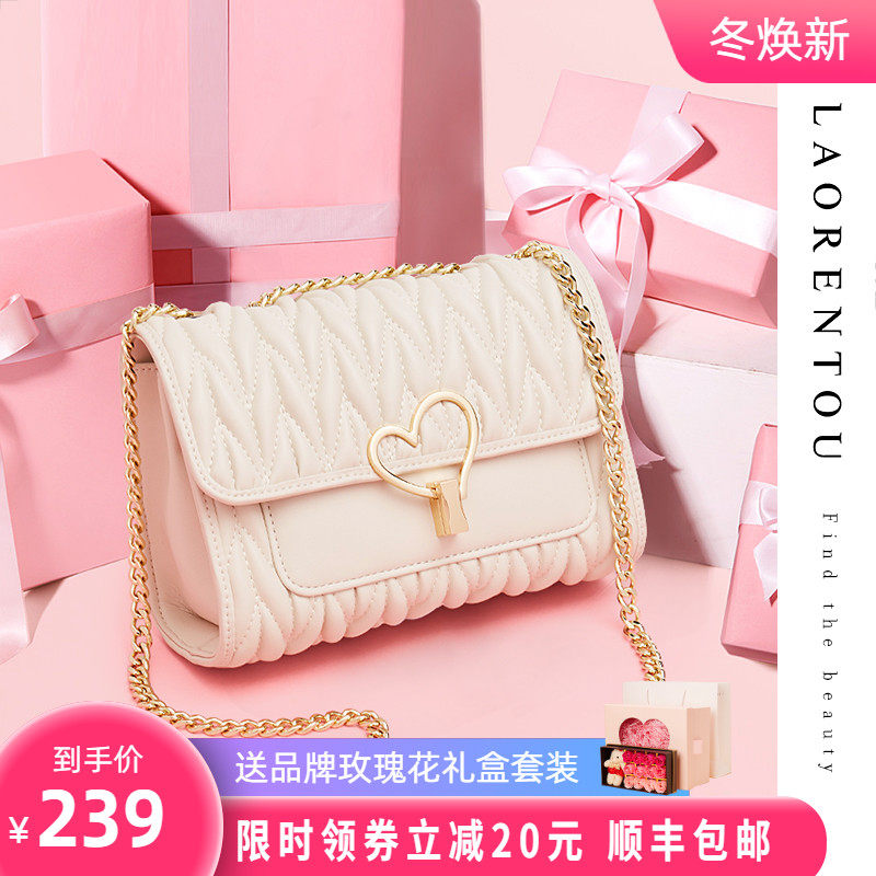 秋冬白色真皮百搭时尚链条小包包2021新款潮女包夏爆款单肩斜挎包