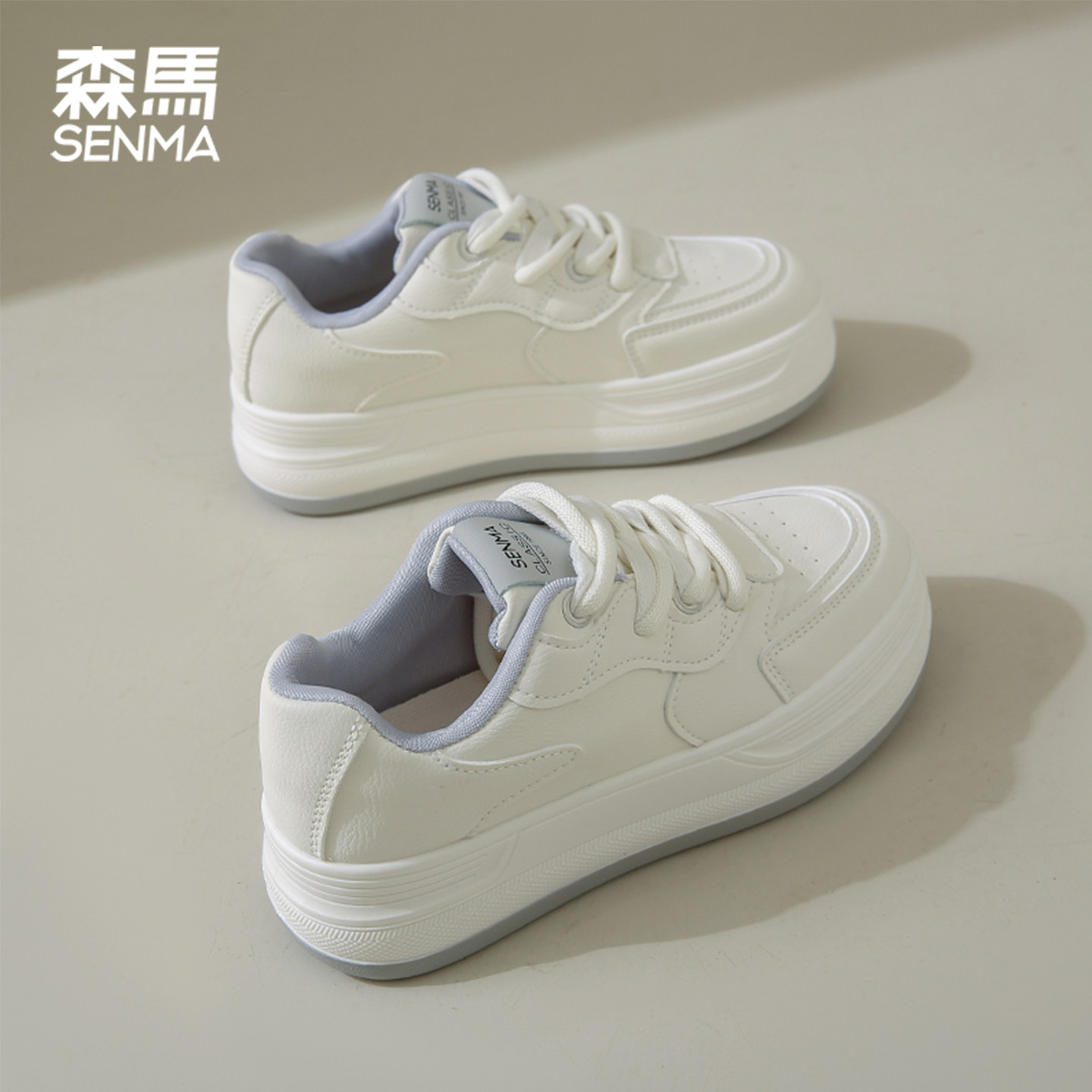 森马女鞋厚底增高小白板鞋