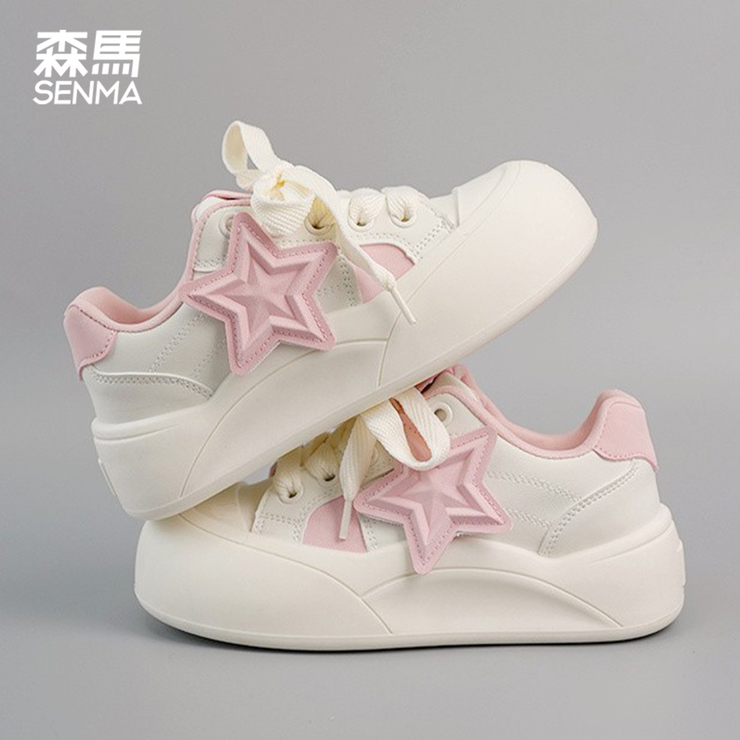 森马女鞋休闲板鞋女厚底增高2026新款秋季百搭鞋子女皮面大头鞋女