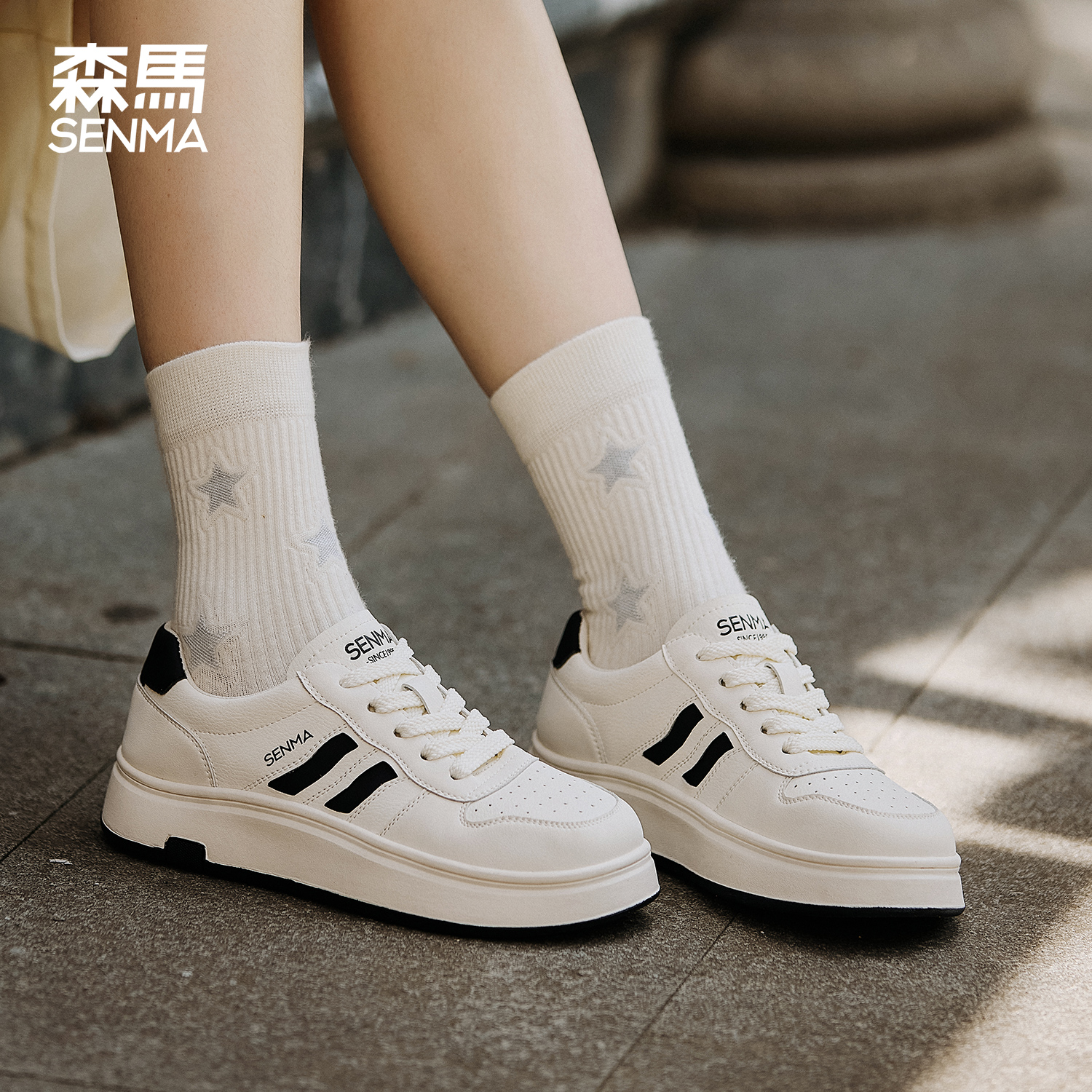 森马厚底休闲板鞋女生小白鞋