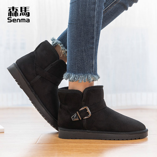 森马雪地靴女鞋新款加厚防水短靴