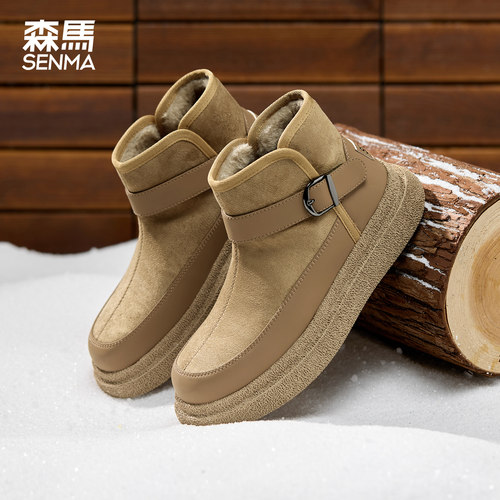 森马雪地靴加绒加厚保暖棉鞋