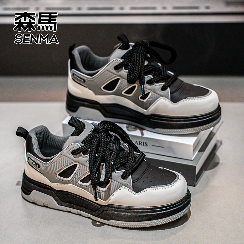 森马男鞋厚底板鞋2026新款今年流行爆款黑色鞋子青少年运动休闲鞋