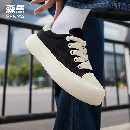 森马黑色厚底增高板鞋