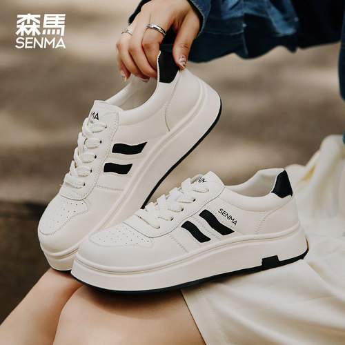 森马厚底休闲板鞋女生小白鞋