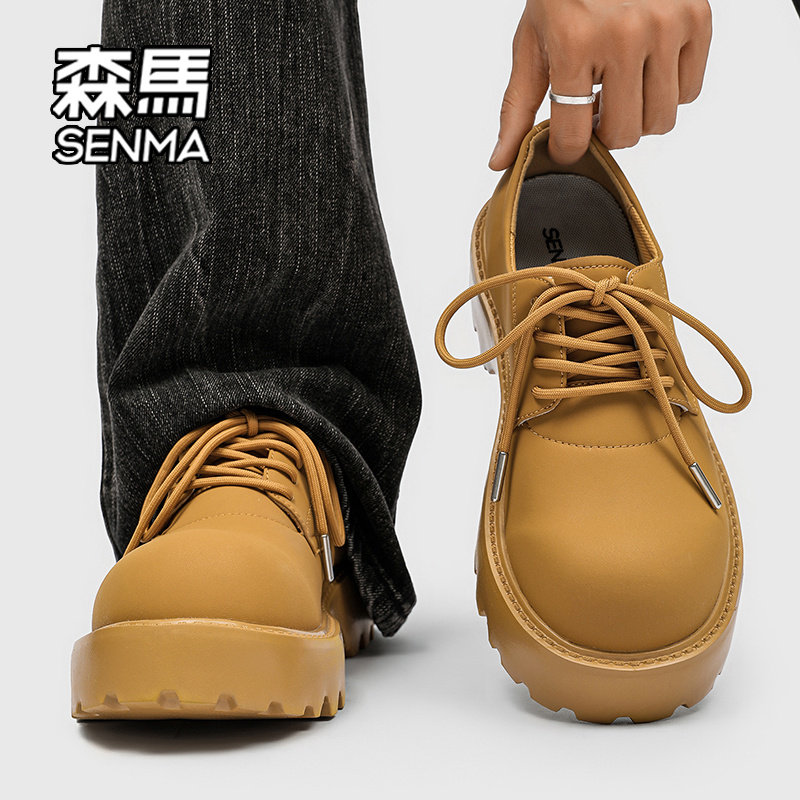 森马德比鞋男款2025新款冬季复古百搭男士商务正装工装休闲皮鞋W,流行男鞋,休闲皮鞋,淘宝优惠券,粉丝福利购,淘宝优惠卷
