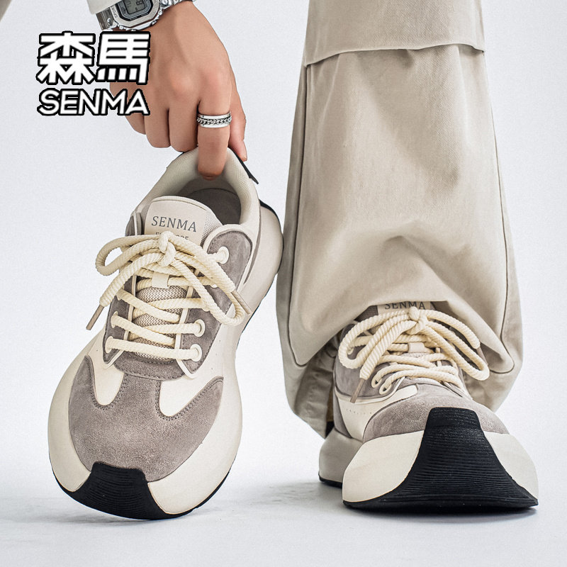 森马老爹鞋男款2026新款冬季厚底百搭休闲鞋男士增高户外运动鞋W