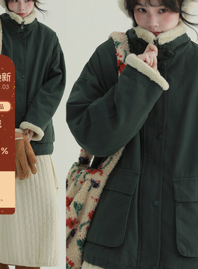 稀有RARE“森林暮光”立领内里全毛绒加厚外套日系复古女保暖上衣