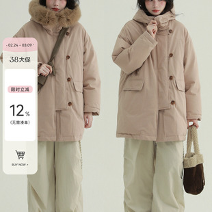 稀有RARE“南极冰川”可拆卸毛领连帽90绒羽绒服中长款保暖派克服