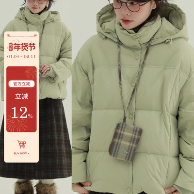 稀有RARE“甜甜棉花糖“格子小包羽绒服连帽短款小个子面包服外套