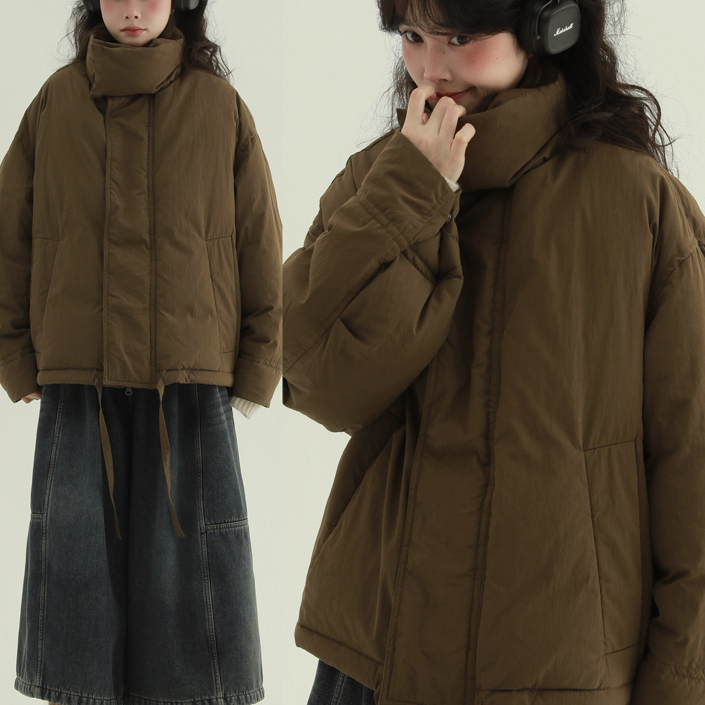 稀有RARE“冬日白桦林”休闲羽绒服白鸭绒文艺百搭小个子保暖外套