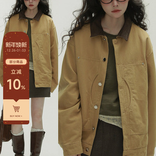 稀有RARE 夹克外套文艺复古休闲宽松百搭舒适小众设计外套女 工装