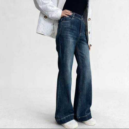 天丝微喇牛仔裤女弹力显瘦显腿长