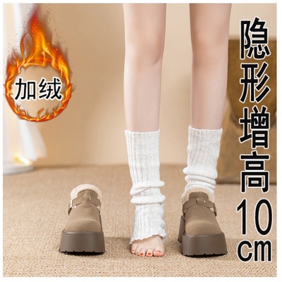 10cm加绒内增高3334厚底勃肯鞋女