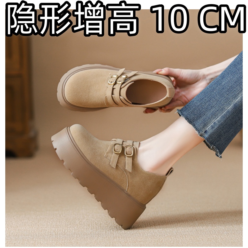 厚底内增高勃肯鞋女10cm卡其色33